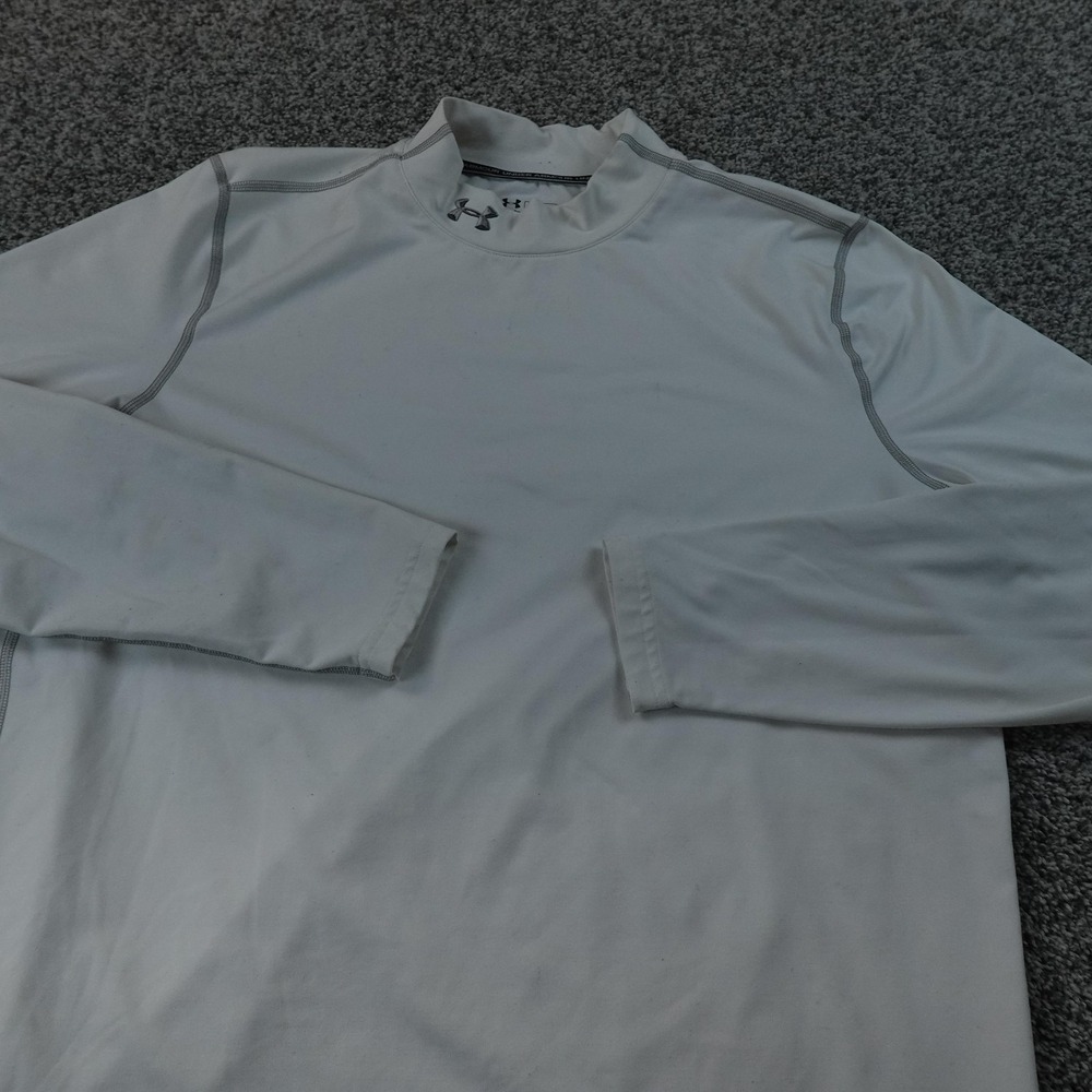 Under Armour Shirt Mens XL White Fitted Long Sleeve Base Layer Compression Gym
